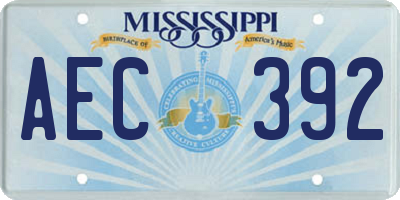 MS license plate AEC392
