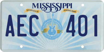 MS license plate AEC401