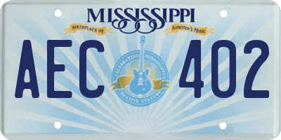 MS license plate AEC402