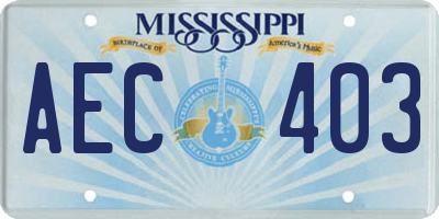 MS license plate AEC403