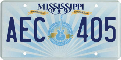 MS license plate AEC405