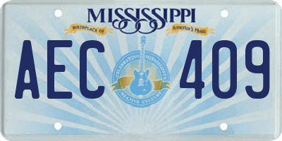 MS license plate AEC409