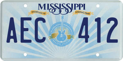 MS license plate AEC412