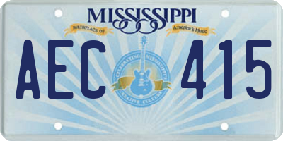 MS license plate AEC415
