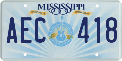 MS license plate AEC418