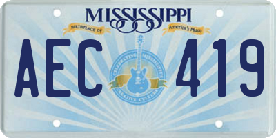MS license plate AEC419