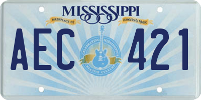 MS license plate AEC421