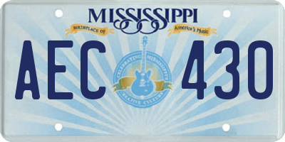MS license plate AEC430