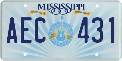 MS license plate AEC431