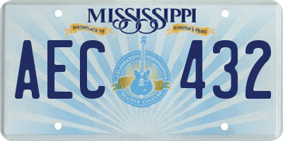 MS license plate AEC432