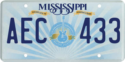 MS license plate AEC433