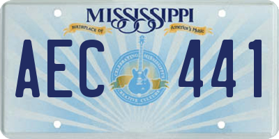 MS license plate AEC441