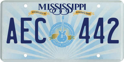 MS license plate AEC442