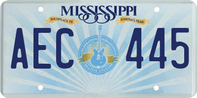 MS license plate AEC445