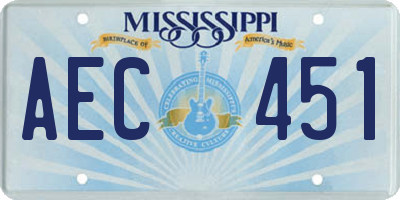 MS license plate AEC451