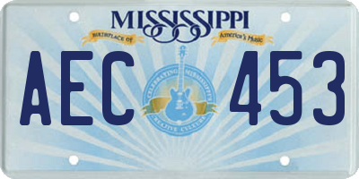 MS license plate AEC453