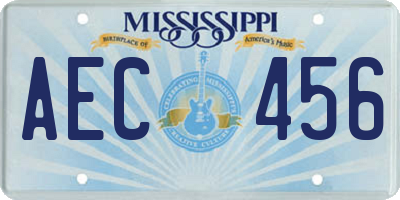 MS license plate AEC456