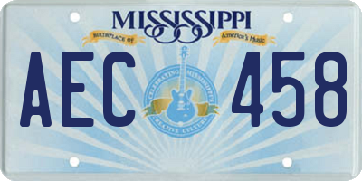 MS license plate AEC458