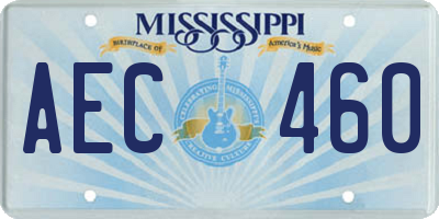 MS license plate AEC460