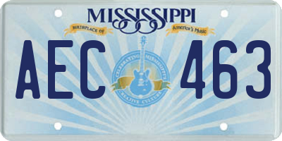 MS license plate AEC463
