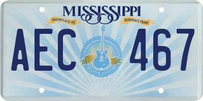 MS license plate AEC467