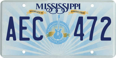 MS license plate AEC472