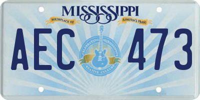 MS license plate AEC473