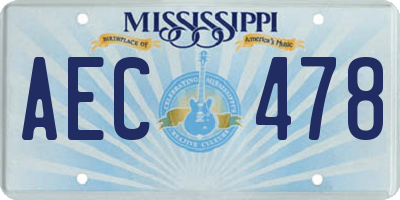 MS license plate AEC478