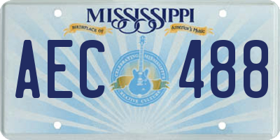 MS license plate AEC488
