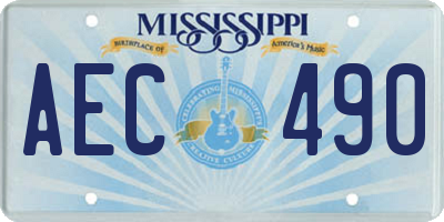 MS license plate AEC490