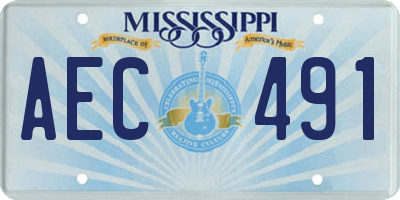 MS license plate AEC491