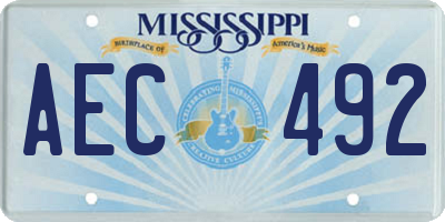 MS license plate AEC492