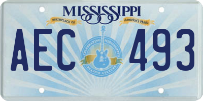 MS license plate AEC493