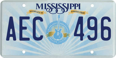 MS license plate AEC496