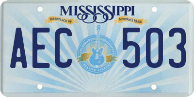 MS license plate AEC503