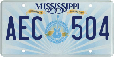 MS license plate AEC504
