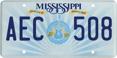 MS license plate AEC508