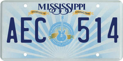 MS license plate AEC514