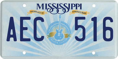 MS license plate AEC516