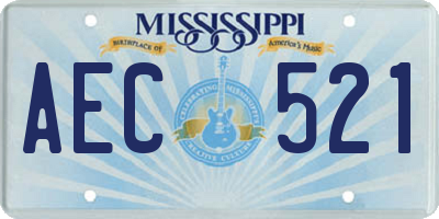 MS license plate AEC521