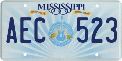 MS license plate AEC523