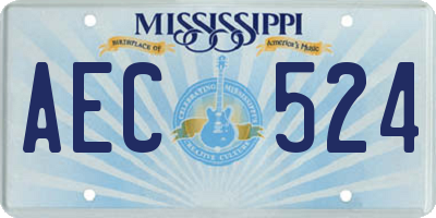 MS license plate AEC524