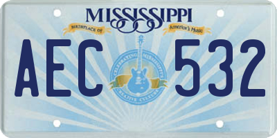 MS license plate AEC532