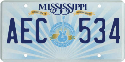 MS license plate AEC534