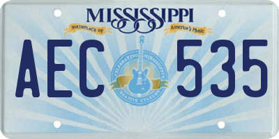 MS license plate AEC535