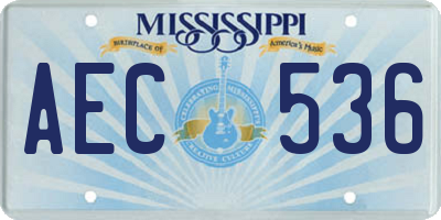 MS license plate AEC536