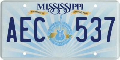 MS license plate AEC537