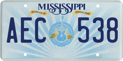 MS license plate AEC538