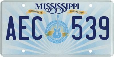 MS license plate AEC539