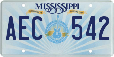 MS license plate AEC542